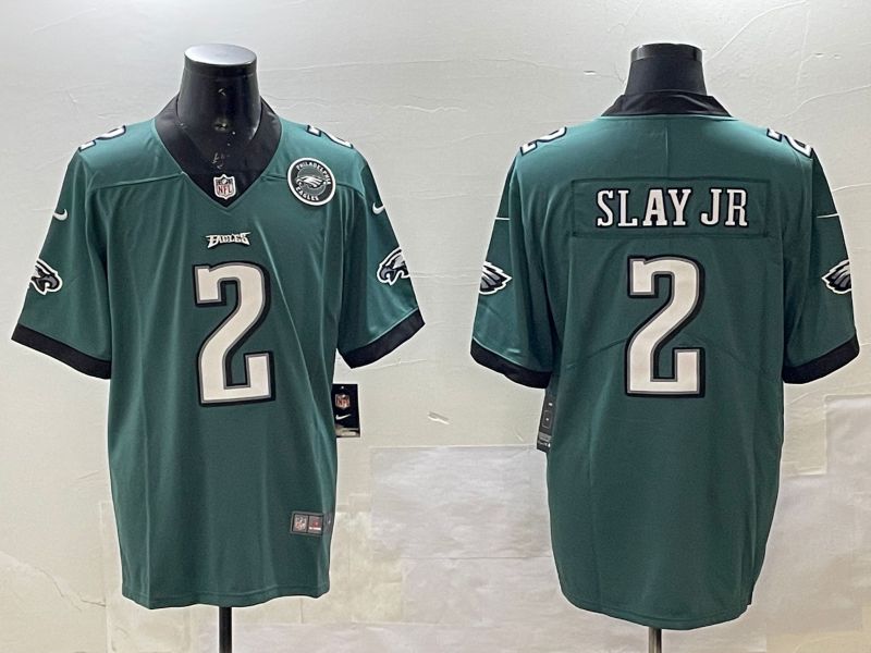 Men Philadelphia Eagles #2 Slay jr Green 2025 Nike Vapor Limited NFL Jersey style 3